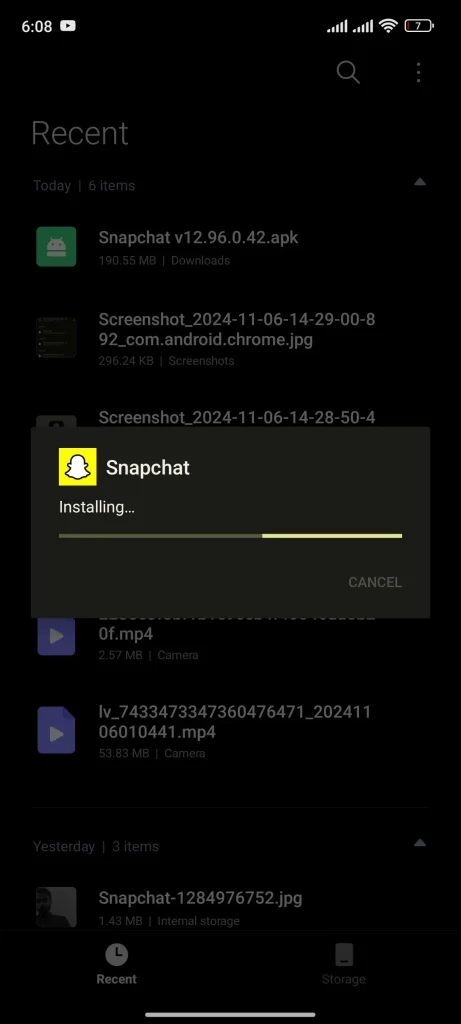 Installing Snapchat